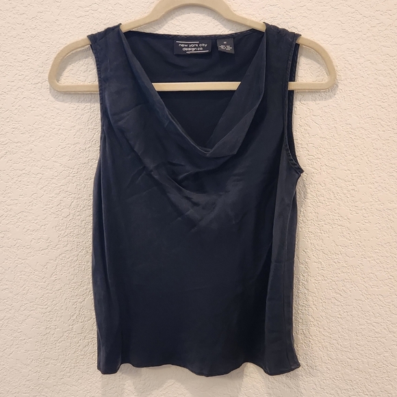 New York Design 100% Silk Black Scoop Neck Sleeveless Blouse Shirt Sz M - Picture 5 of 5